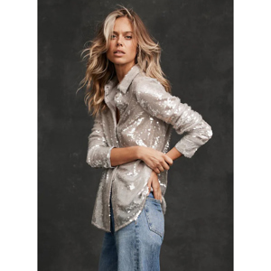 Mint Velvet Grey Sequin Shirt